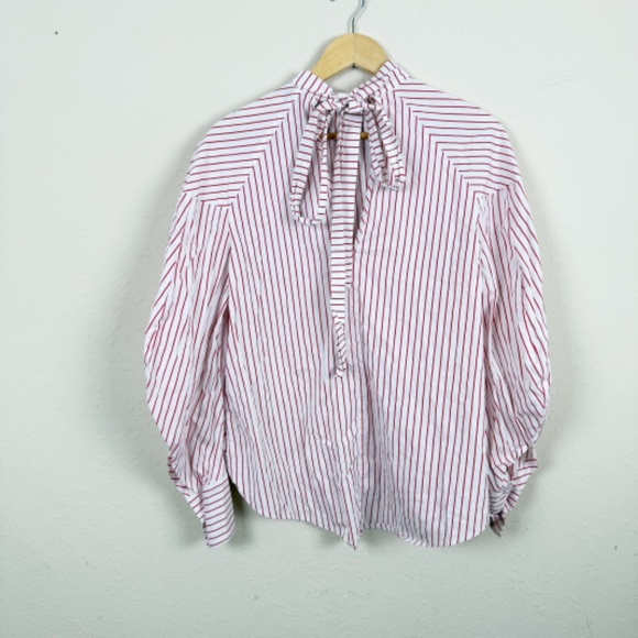 MSGM Striped Mock Neck Blouse Size 44 - Picture 7 of 8